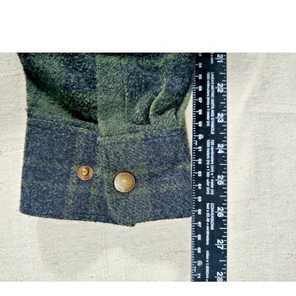 Vintage Wool Blend Plaid Flannel Shirt Jacket Snap Large 80s Orton Brothers - Picture 10 of 12